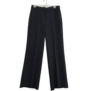 Pearl by Lela Rose Wide Leg Trousers Women 6 Black Solid High Rise Creased Pants